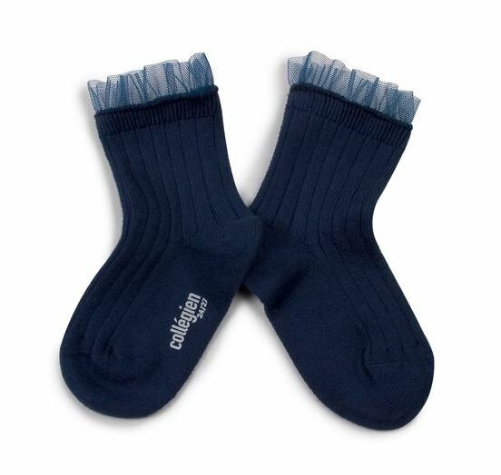 COLLEGIEN 薄紗褶邊羅紋襪 Margaux  -Nuit Etoilée星夜藍