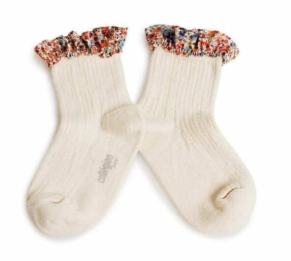 COLLEGIEN  荷葉花邊羅紋襪 Charlotte  -Doux Agneaux米白