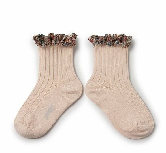 COLLEGIEN  荷葉花邊羅紋襪 Charlotte  -Sorbet冰淇淋粉