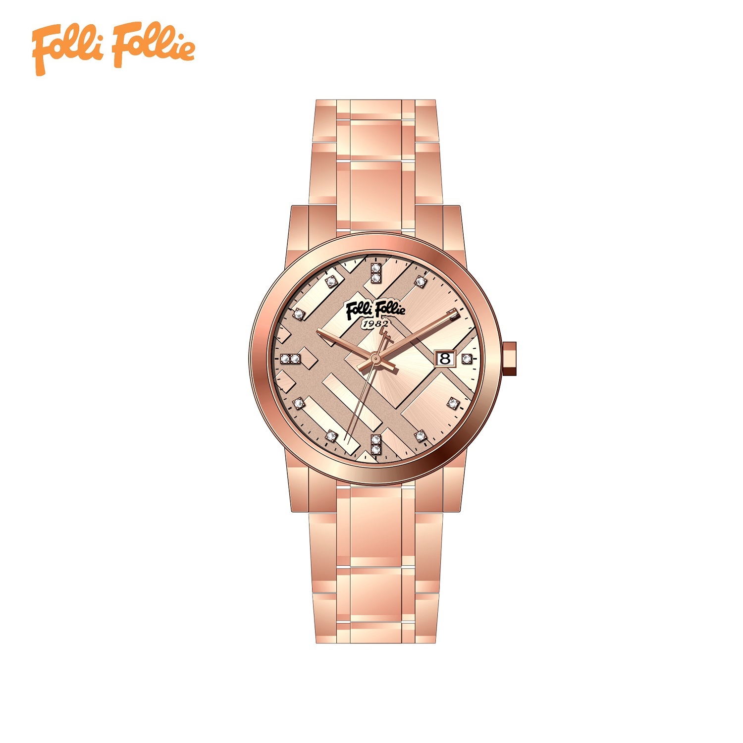 【Folli Follie芙麗芙麗】WF22B043  晶鑽時標 日期顯示 女錶 (附贈官方品牌手鐲)