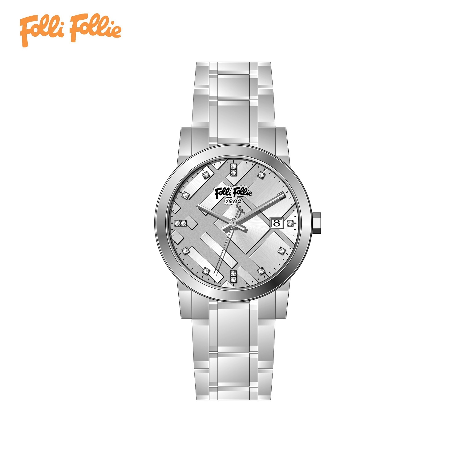 【Folli Follie芙麗芙麗】WF22B043  晶鑽時標 日期顯示 女錶 (附贈官方品牌手鐲)