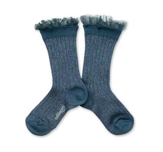 COLLEGIEN 閃亮薄紗羅紋襪 Alizée  -Bleu Cendré灰藍