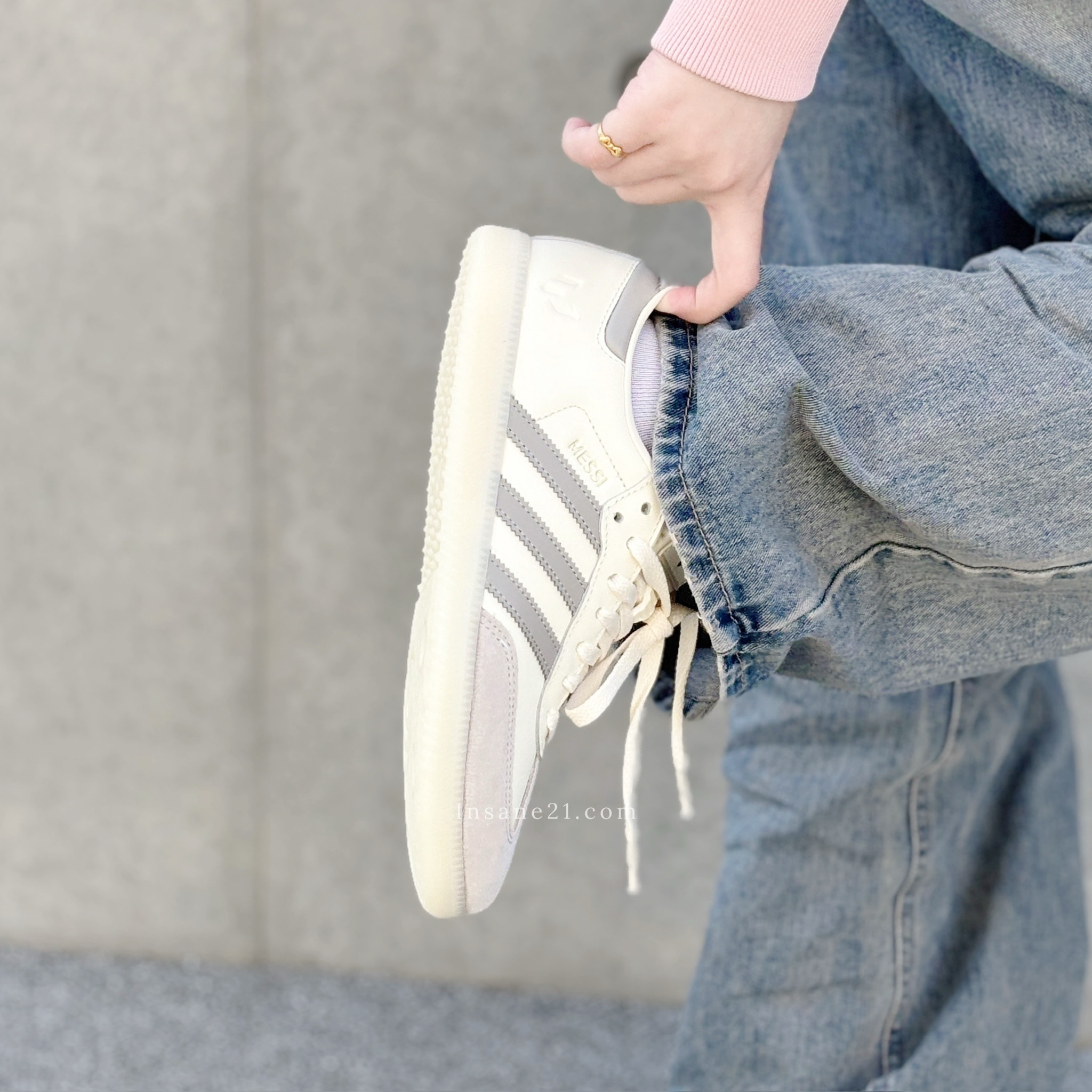 ADIDAS SAMBA X LIONEL MESSI 梅西聯名款 奶灰白底 JQ0266