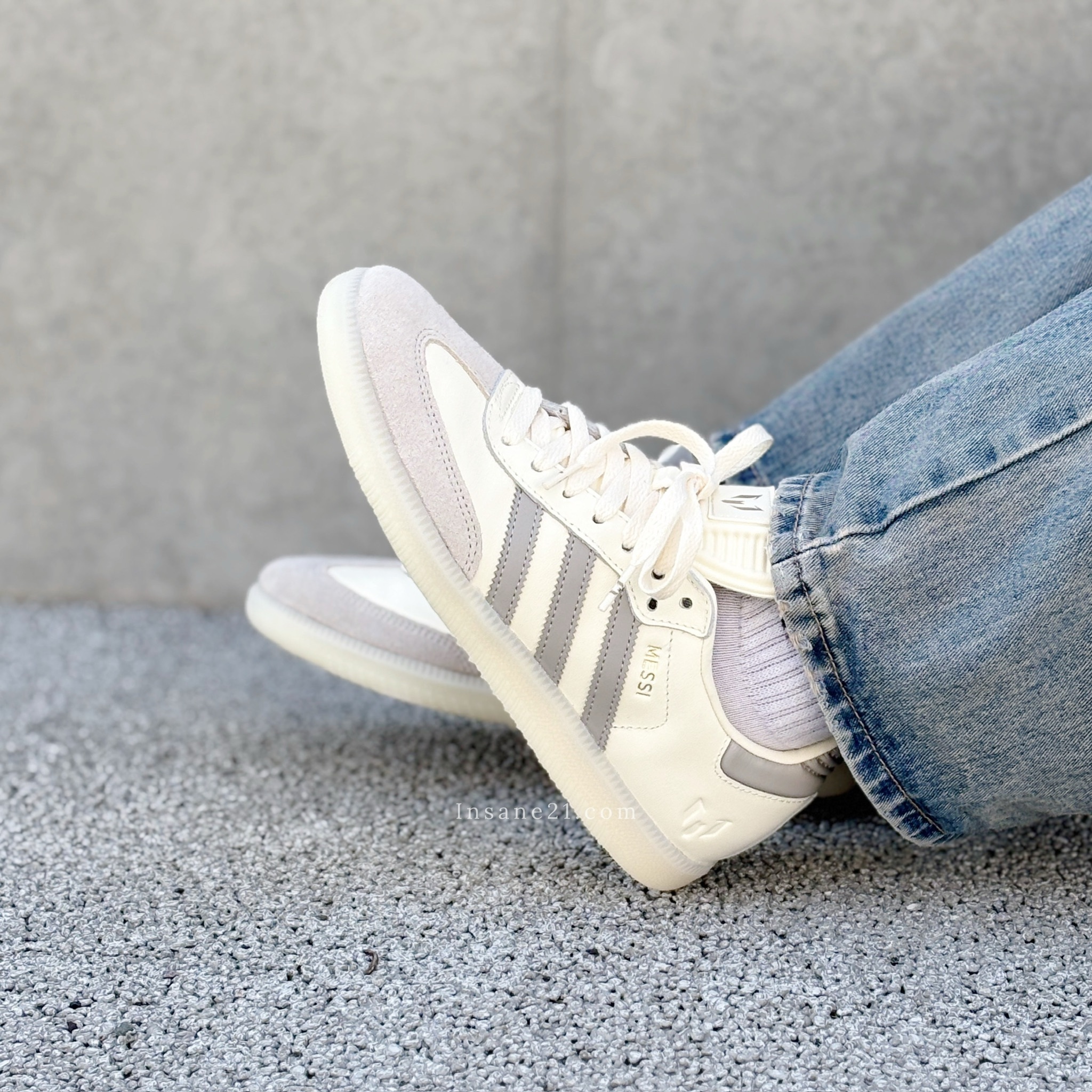 ADIDAS SAMBA X LIONEL MESSI 梅西聯名款 奶灰白底 JQ0266