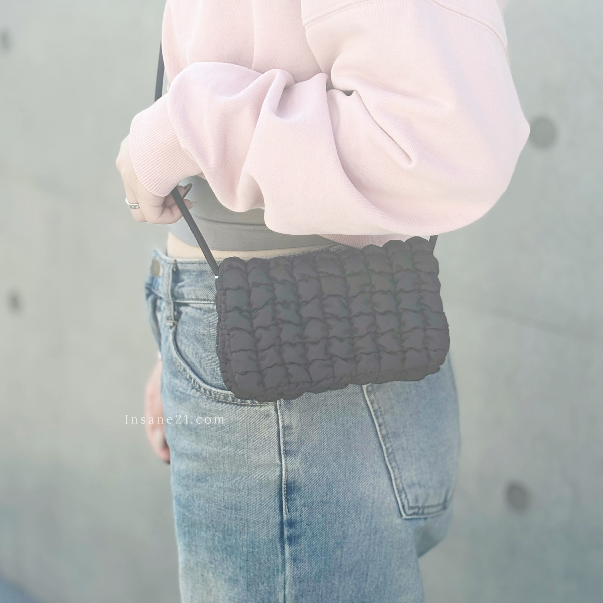 COS 斜背 雲朵包 迷你 黑色 可調節