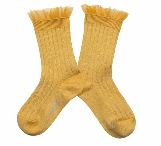 COLLEGIEN 閃亮薄紗羅紋襪 Alizée  -Camomille洋甘菊黃