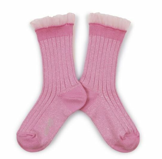 COLLEGIEN 閃亮薄紗羅紋襪 Alizée  -Rose Bonbon糖果粉