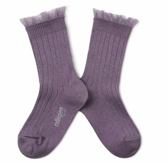 COLLEGIEN 閃亮薄紗羅紋襪 Alizée  -Glycine du Japon紫藤