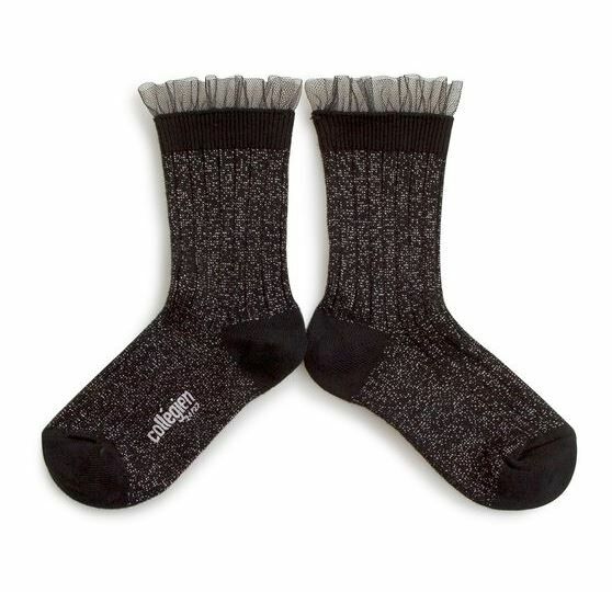 COLLEGIEN 閃亮薄紗羅紋襪 Alizée  -Noir de Charbon黑