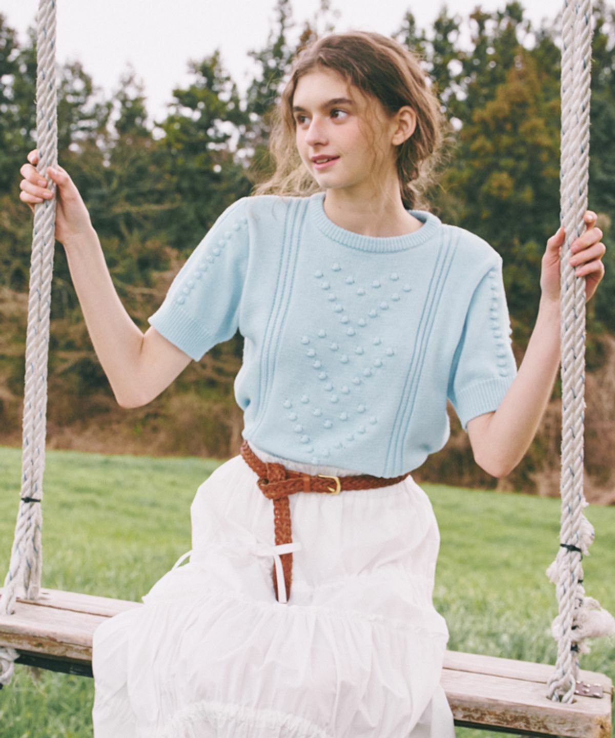 RONRON EMBO HEART SHORT SLEEVE KNIT