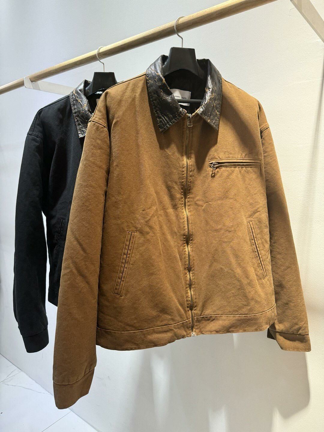 拼皮領拉鍊外套(薄夾棉) Crunky_youth-080JK