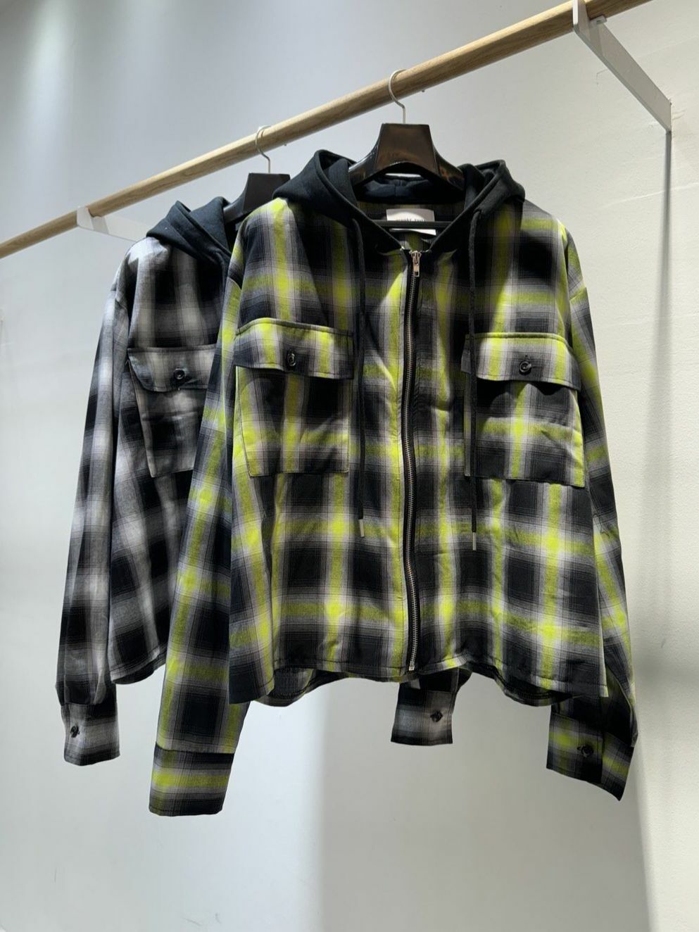 格仔連帽拉鍊外套 Crunky_youth-085JK