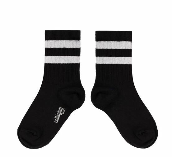 COLLEGIEN 羅紋運動短襪 Nico  -Noir de Charbon黑