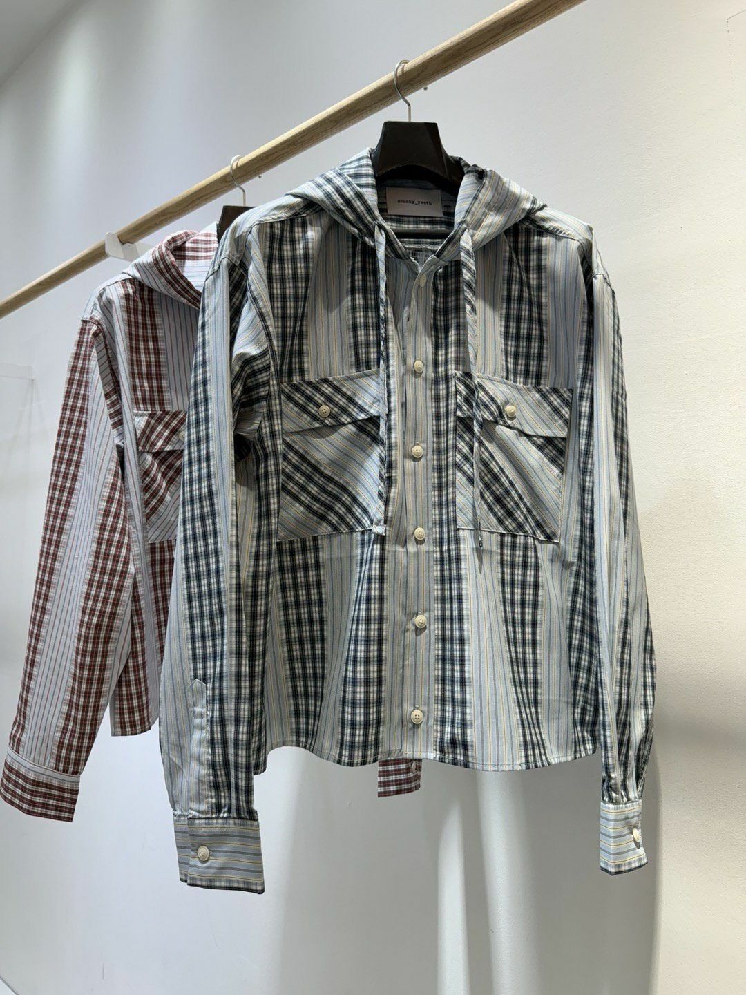 拼格仔連帽長袖恤衫 Crunky_youth-086JK