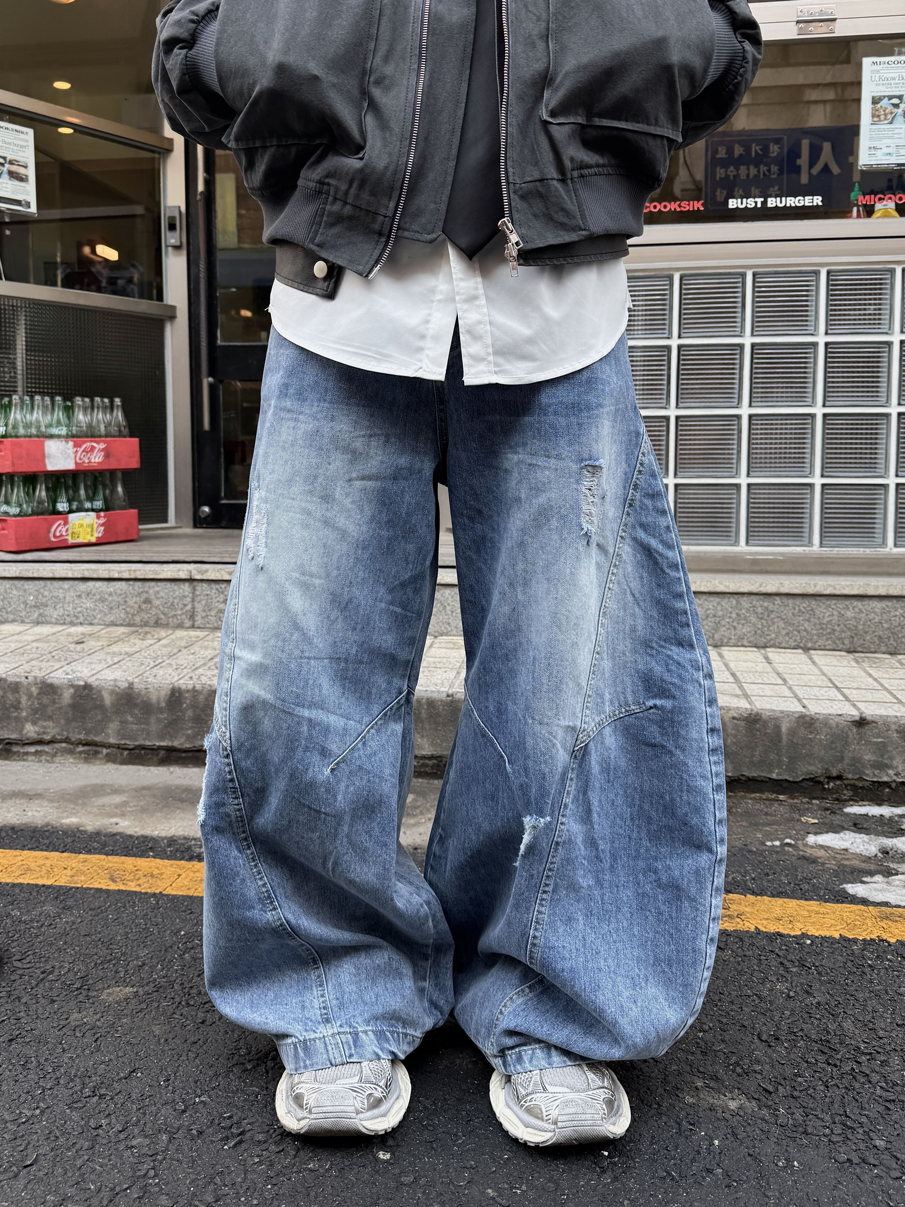 解構主義 彎刀 廓形 水洗 牛仔褲（部分現貨）