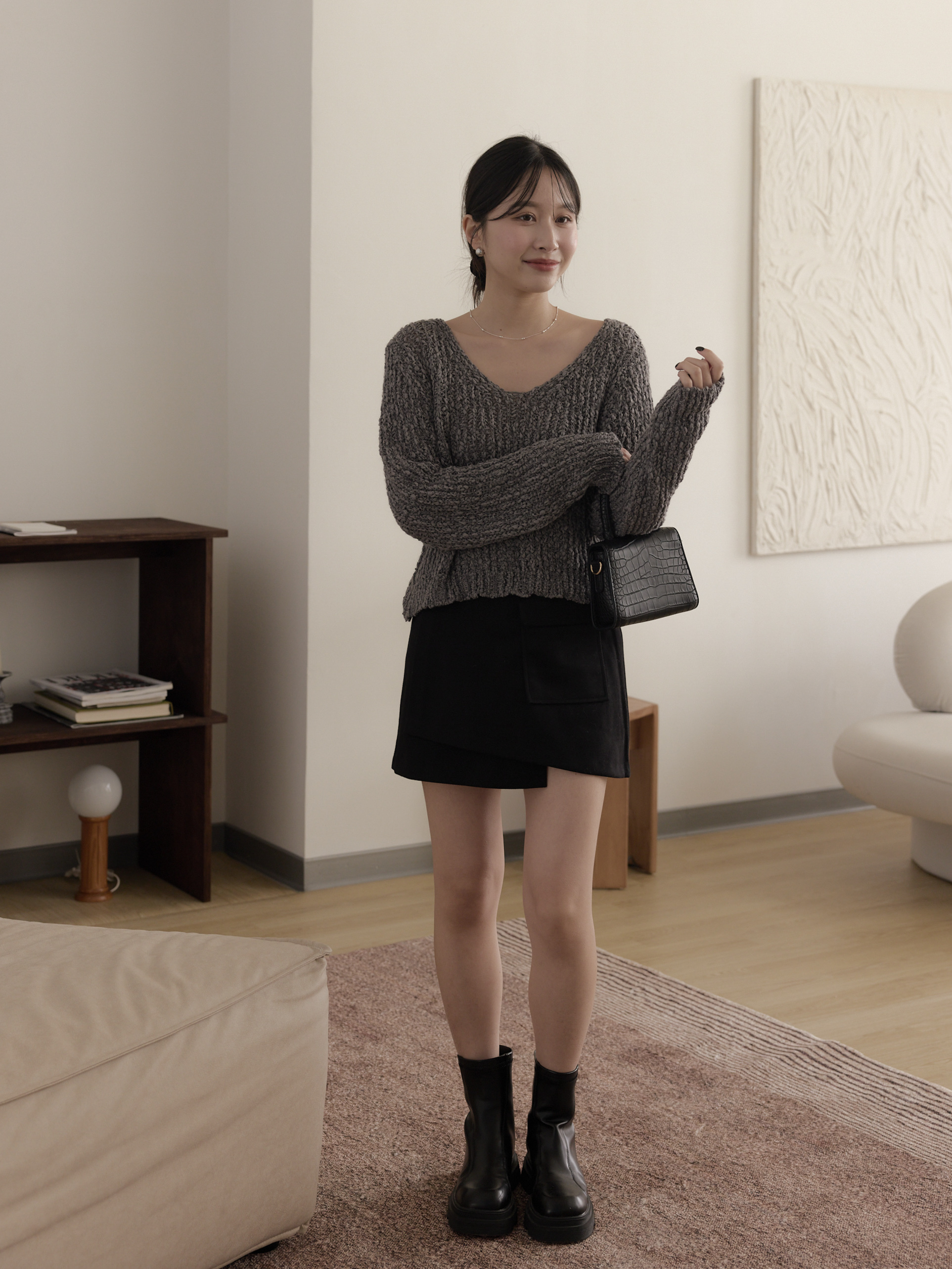 設計款 單口袋斜擺造型短裙