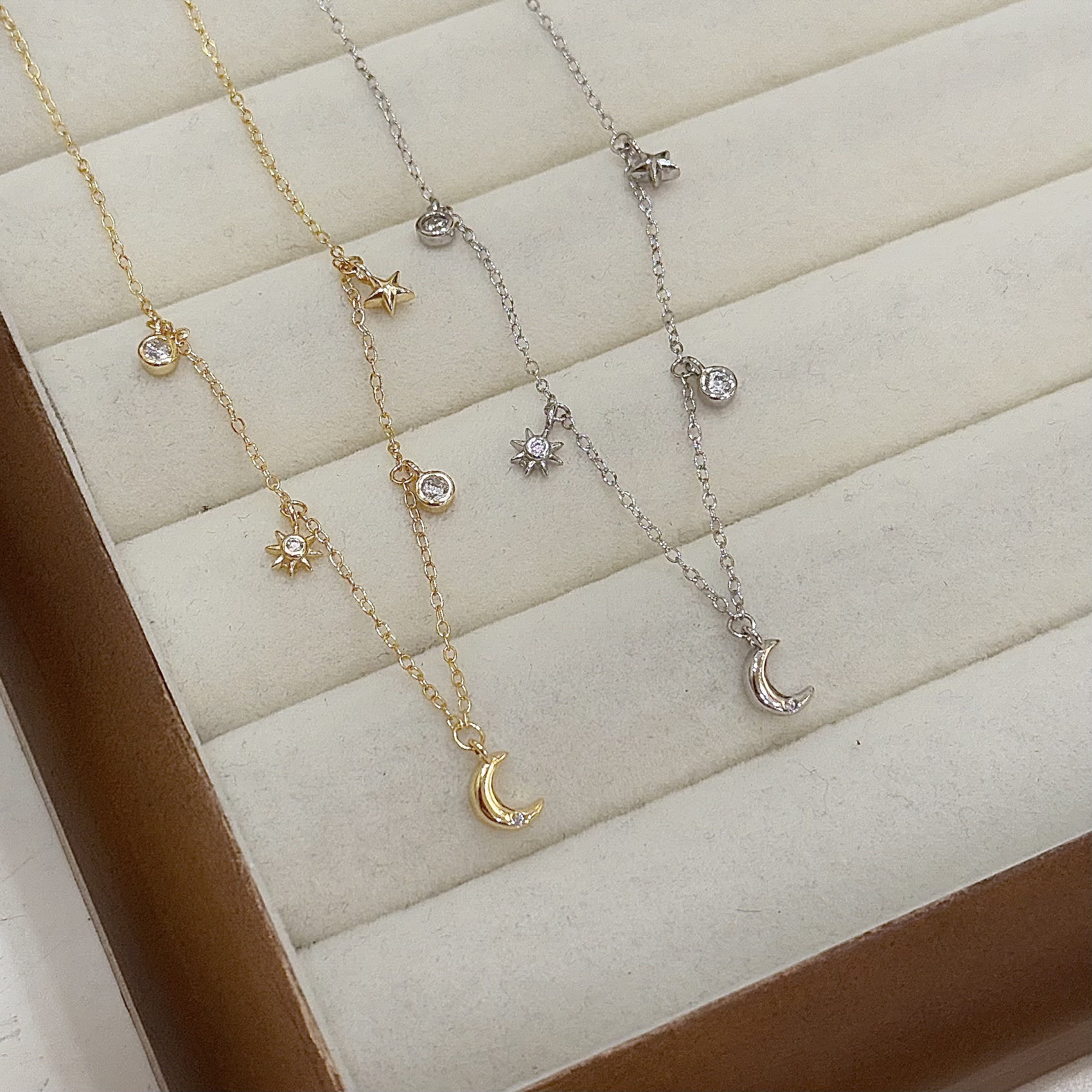 B03分布式星月純銀鎖骨鏈