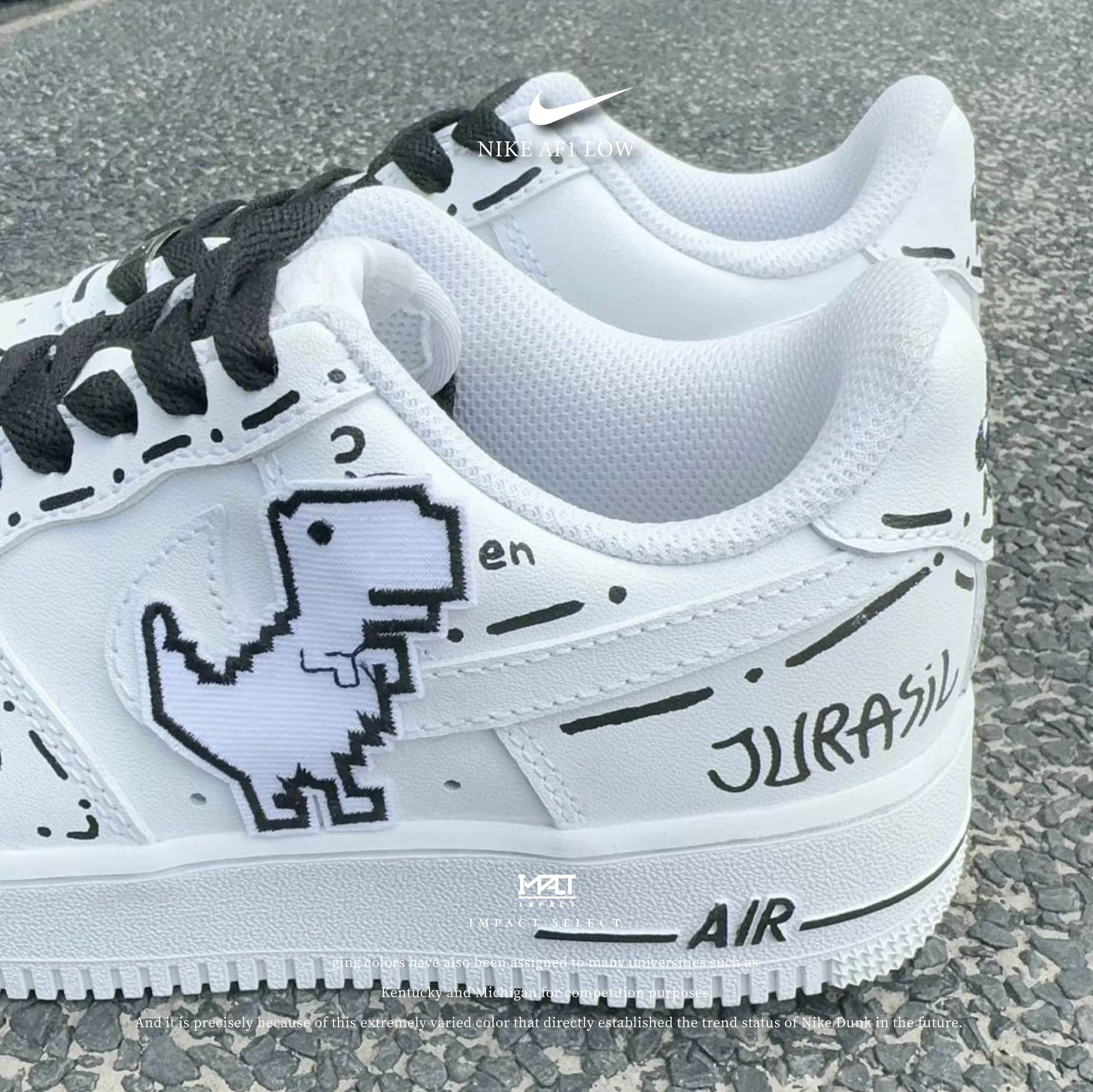 【訂製款】Nike Air Force 1 af1 字母 塗鴉 可愛 小恐龍