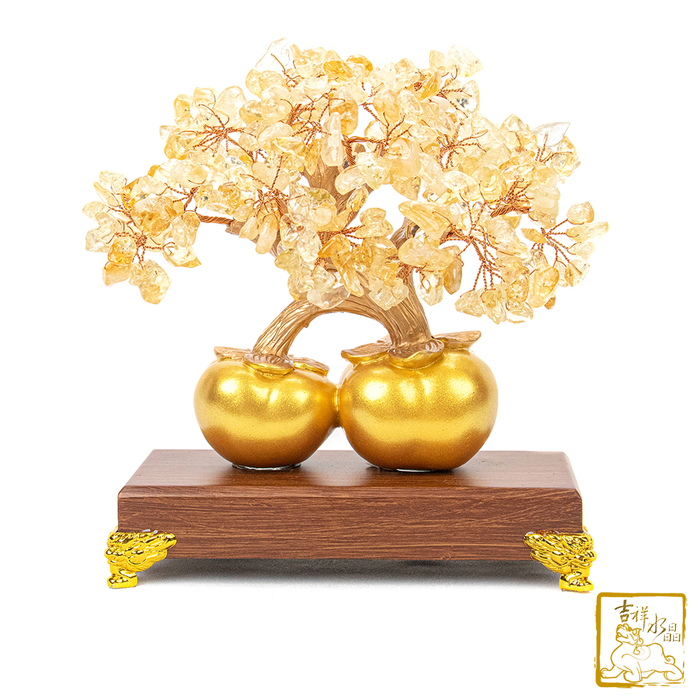 黃水晶好柿成雙發財樹 750g 好事連連