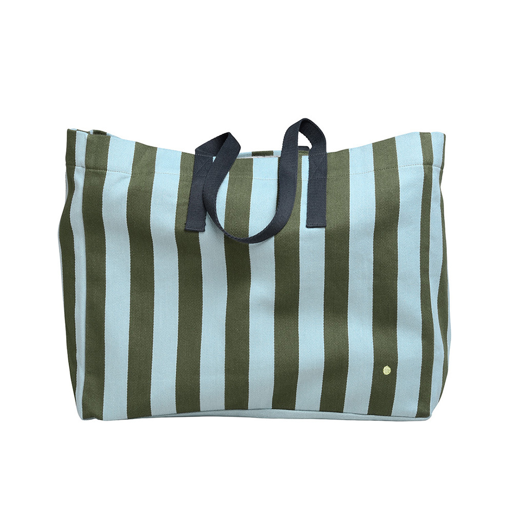 (預購4/30)法國La cerise sur le gâteau 有機棉購物袋-抹茶藍條紋