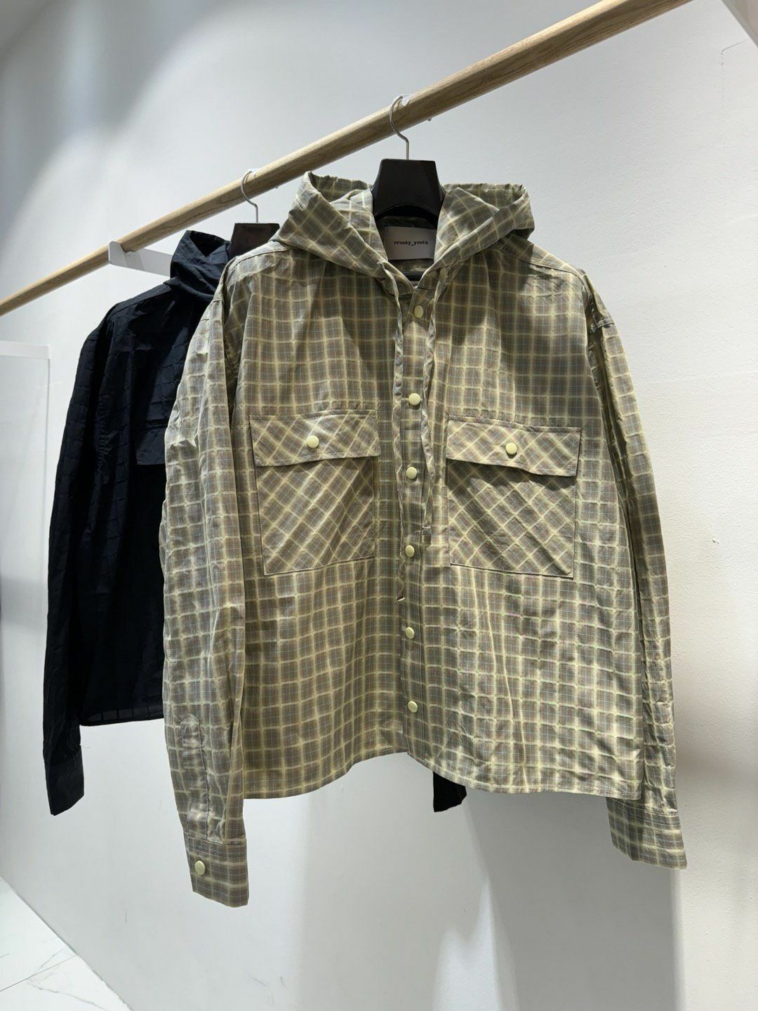 格仔連帽長袖恤衫 Crunky_youth-093JK