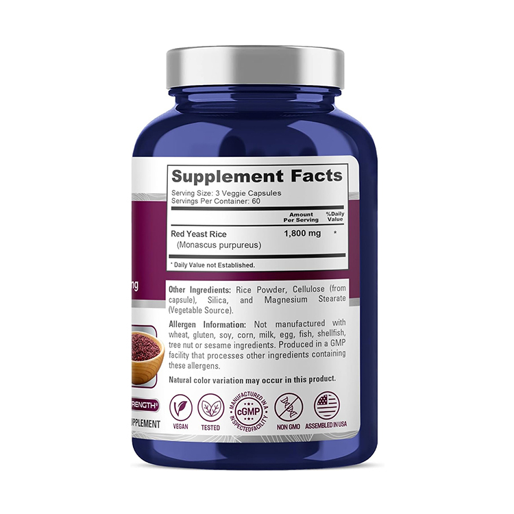 NusaPure Red Yeast Rice 1800 mg 180 Veggie Capsules