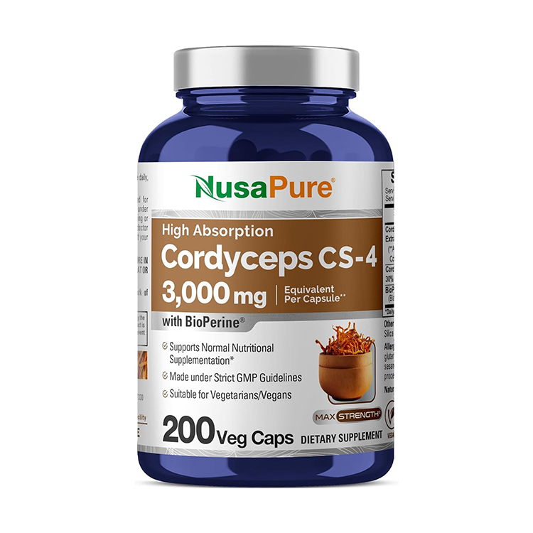 Nusapure Cordyceps CS-4 3000 mg ,with Bioperine 200 Caps