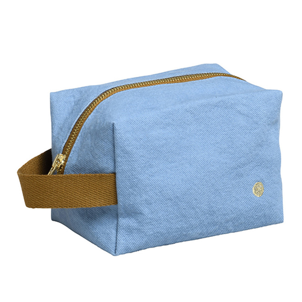 法國La cerise sur le gâteau 有機棉防水手提立體收納包-灰藍色(大)