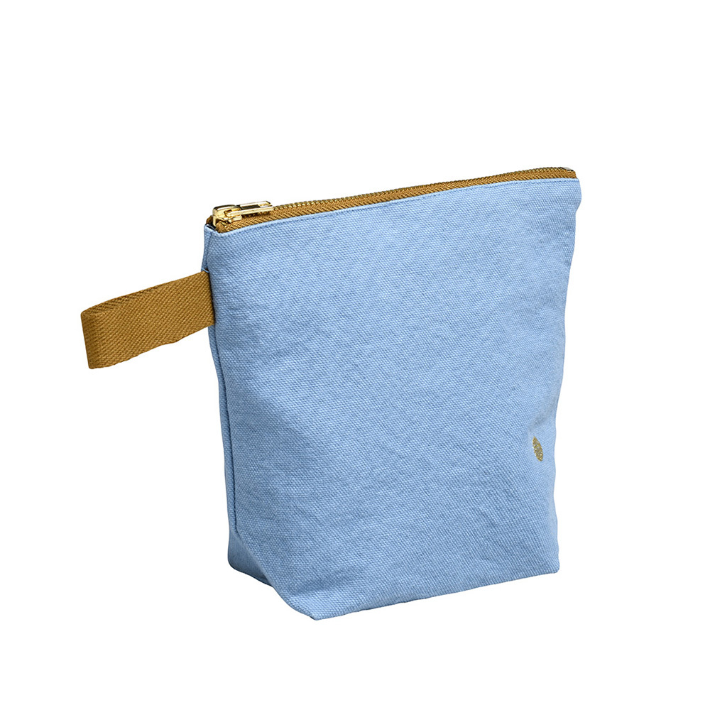 (預購4/30)法國La cerise sur le gâteau 有機棉防水手提收納袋-灰藍色(小)