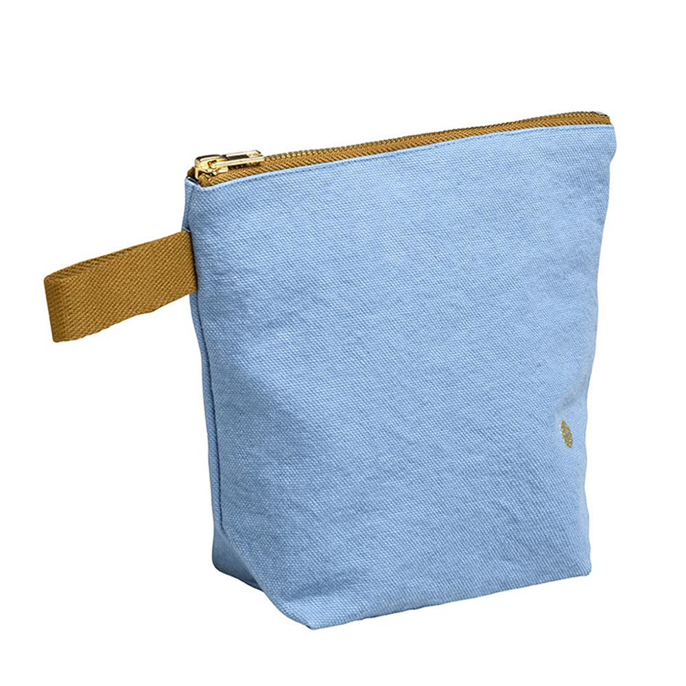 (預購3/31)法國La cerise sur le gâteau 有機棉防水手提收納袋-灰藍色(大)