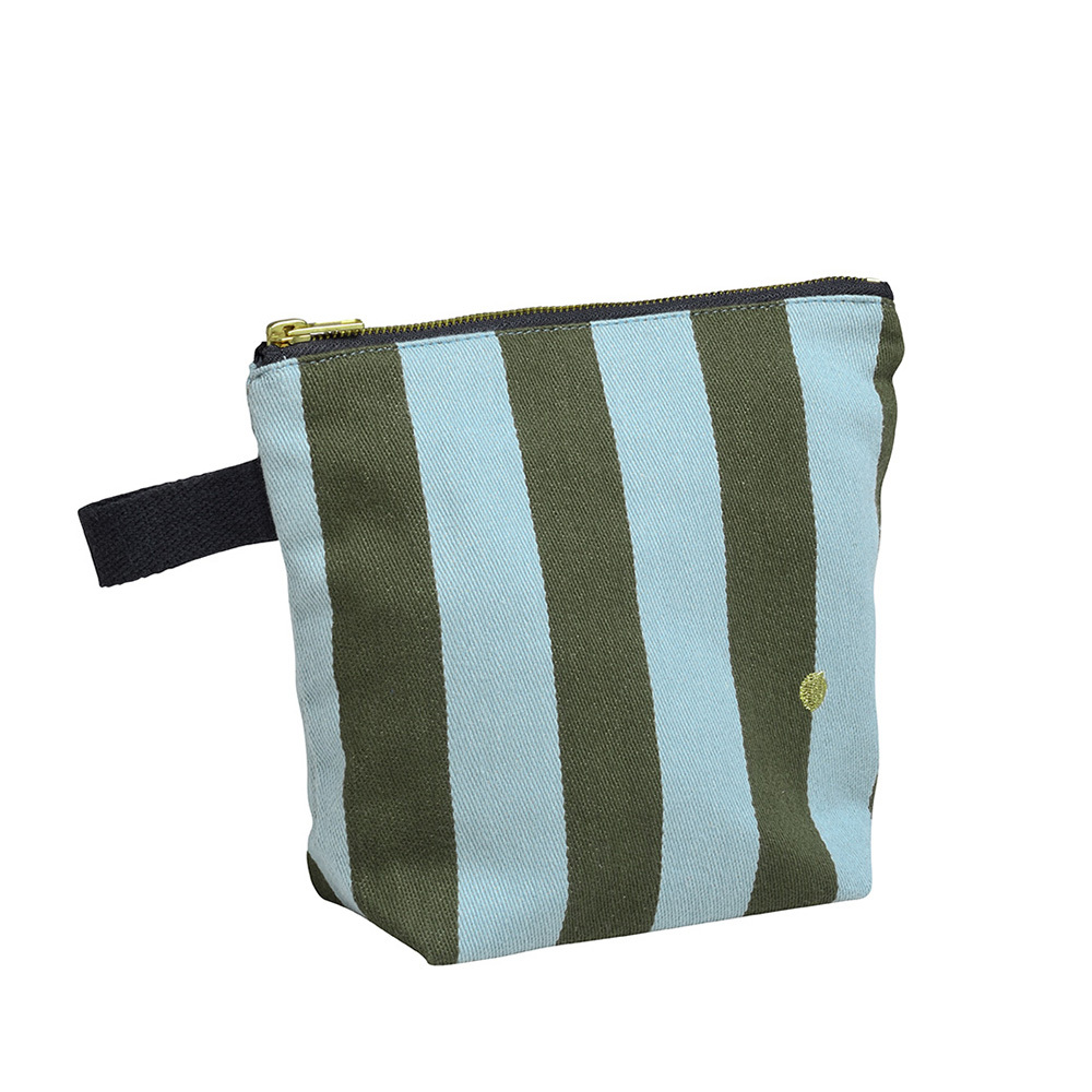 (預購4/30)法國La cerise sur le gâteau 有機棉防水手提收納袋-抹茶藍條紋(小)
