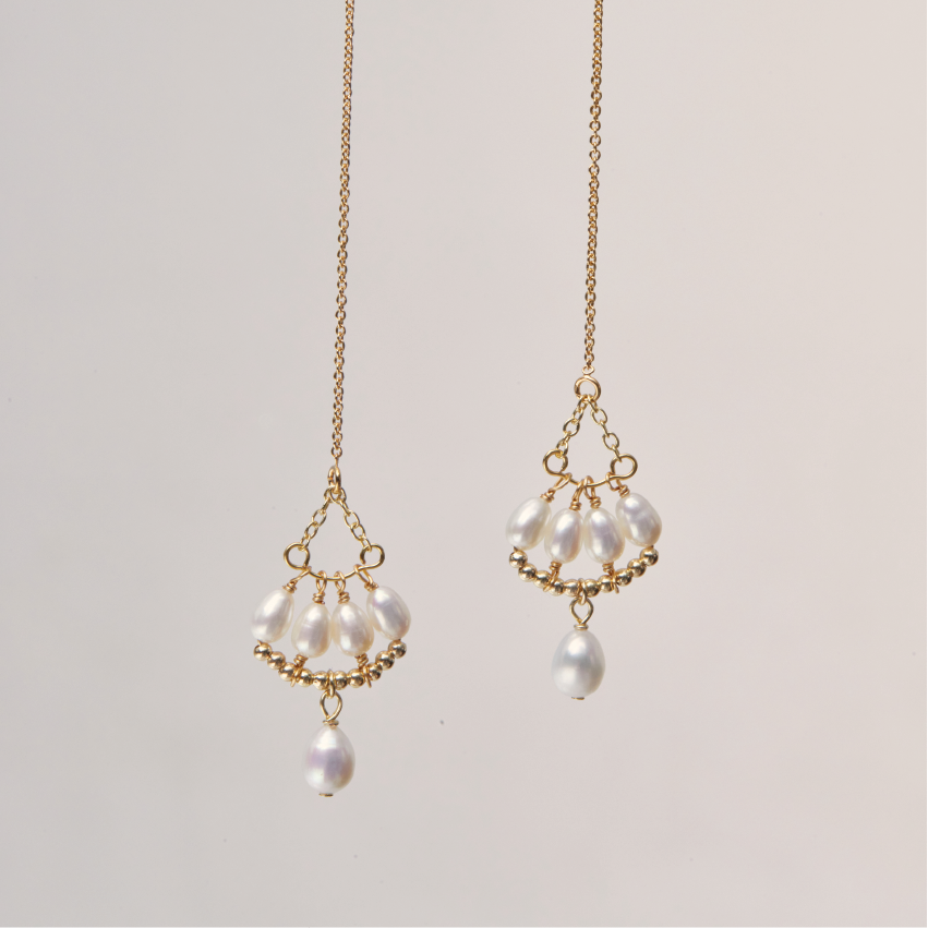 E1862  | 銅鍍14K淡水珍珠耳環