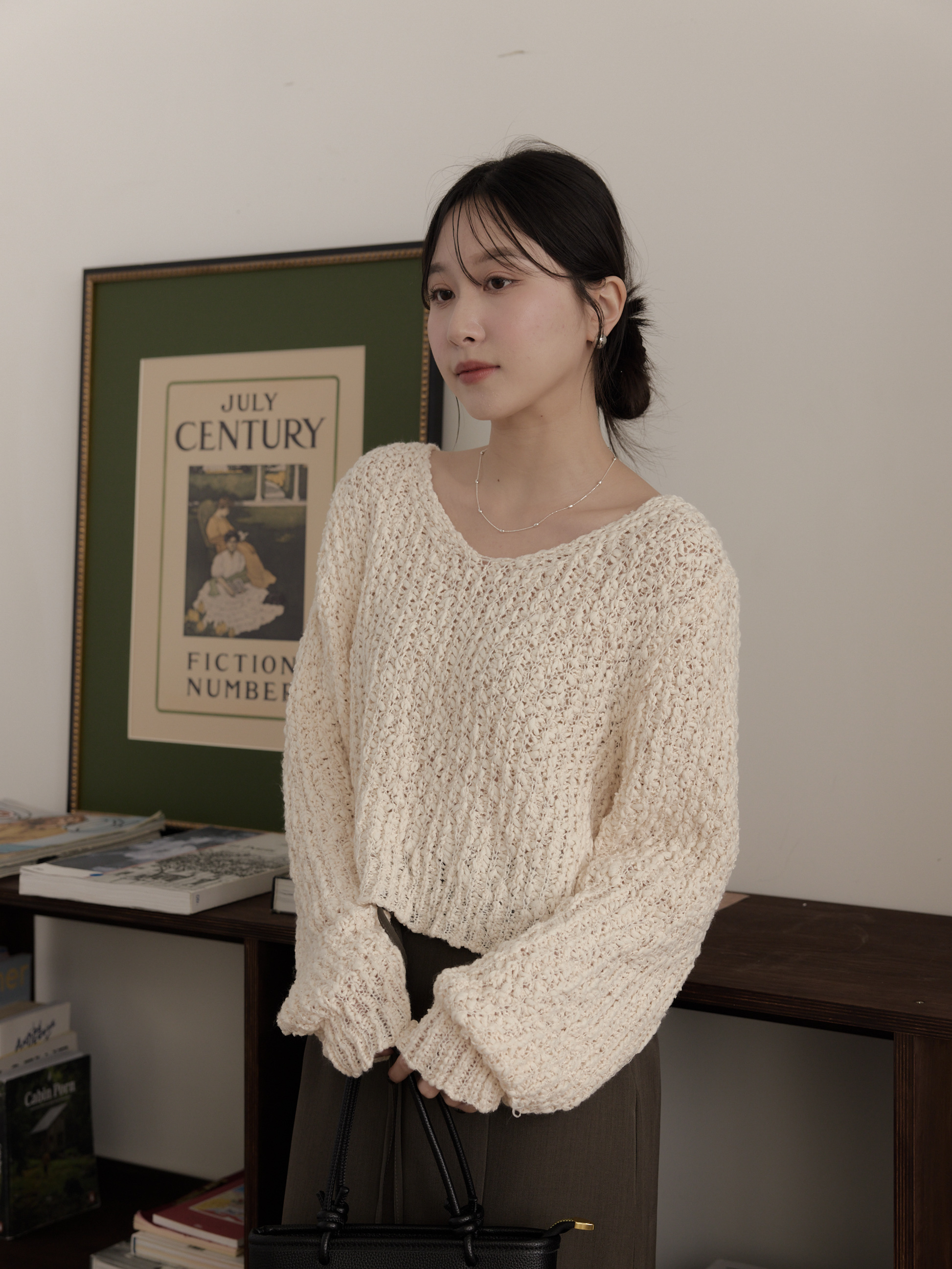 立體球球鉤織罩衫