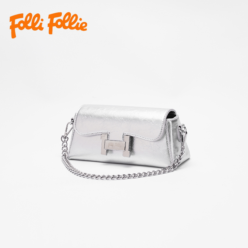 【Folli Follie芙麗芙麗】銀牛皮法棍包