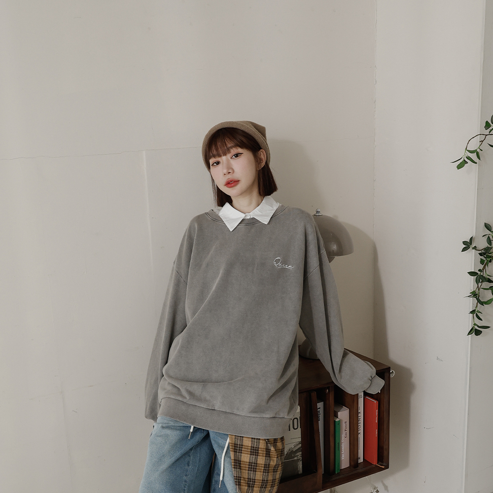 Washed distressed English style sweatshirt【01110978】in stock+pre-order