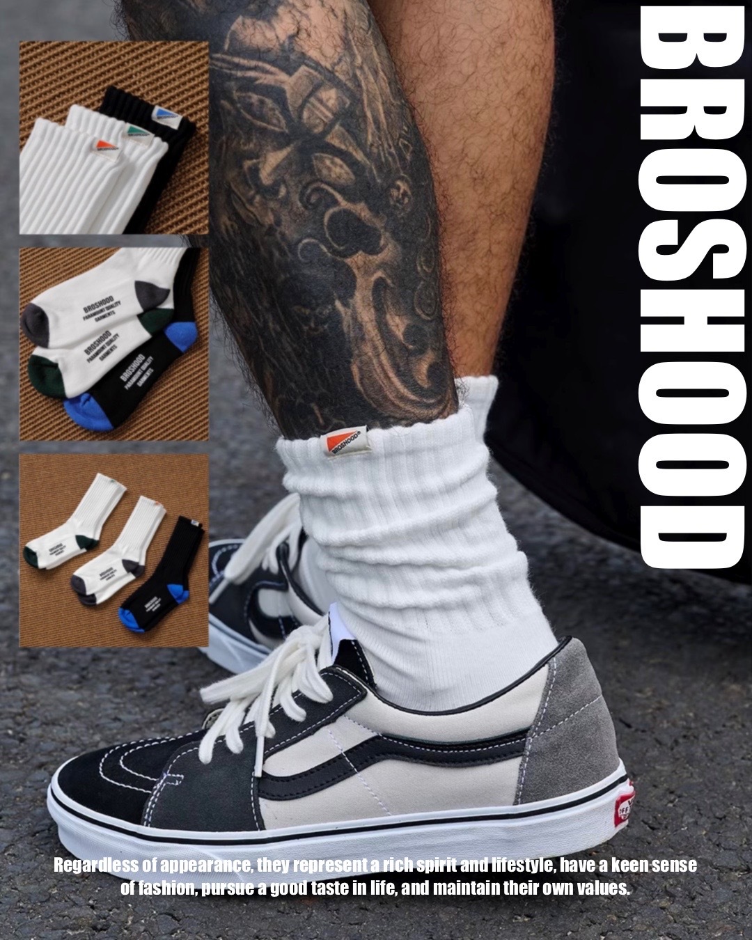 #預購 Broshood 25SS 日系 復古 撞色 毛巾底 中筒襪 三色