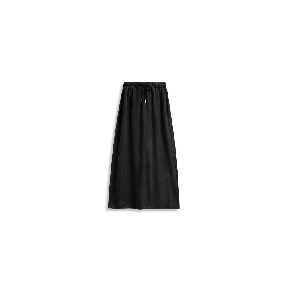 Plain cotton skirt with washed-out design and straps, sold in two colors【03021530】in stock+pre-order
