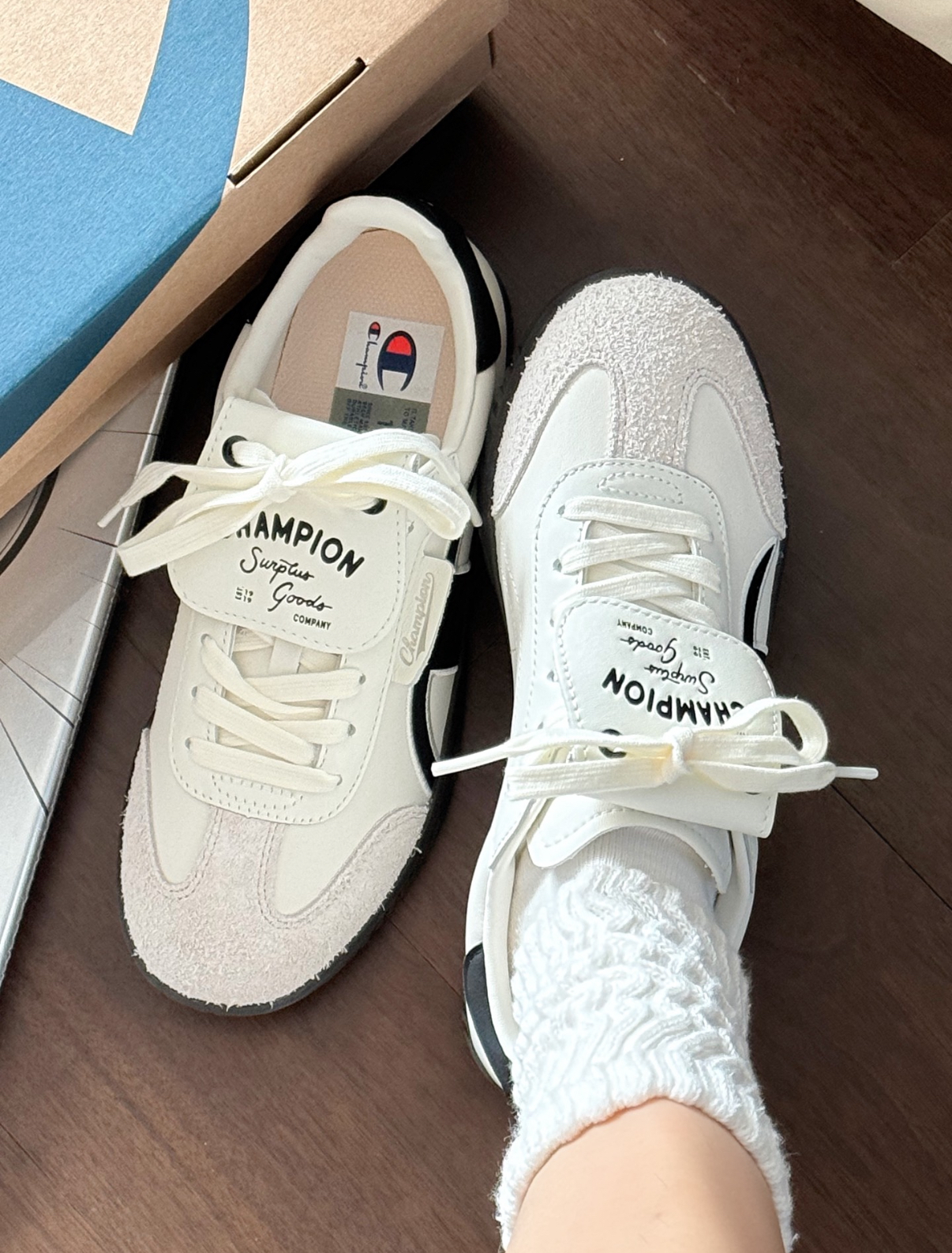 Champion Champ T-trainer 白黑色 翻蓋鞋舌 學院風 皮革 復古 德訓鞋 板鞋 U4CFCTW14U3/預購