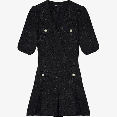 Robe Maje Riolette 1ME0213-023 MAJE Riolette Wrap-Front Tweed Mini Dress B