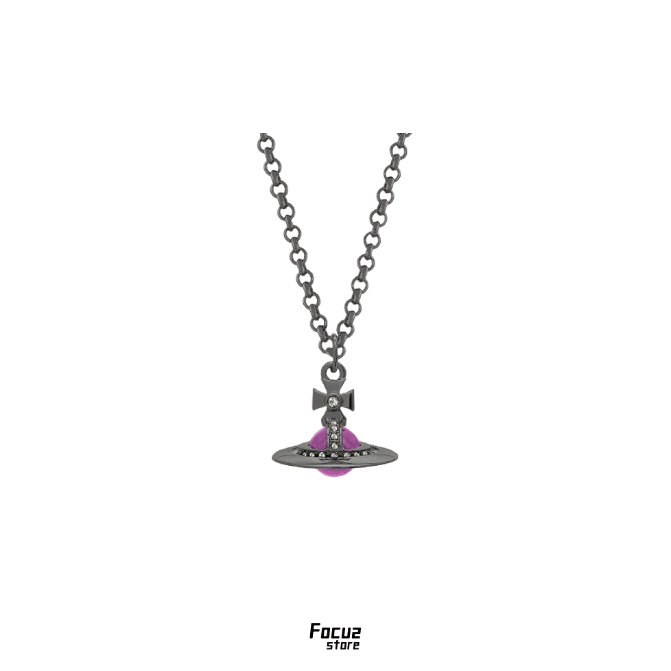 【Focus Store】現貨 Vivienne Westwood New Tiny Orb Necklace 西太后 中號土星 葡萄紫 項鍊 銀色
