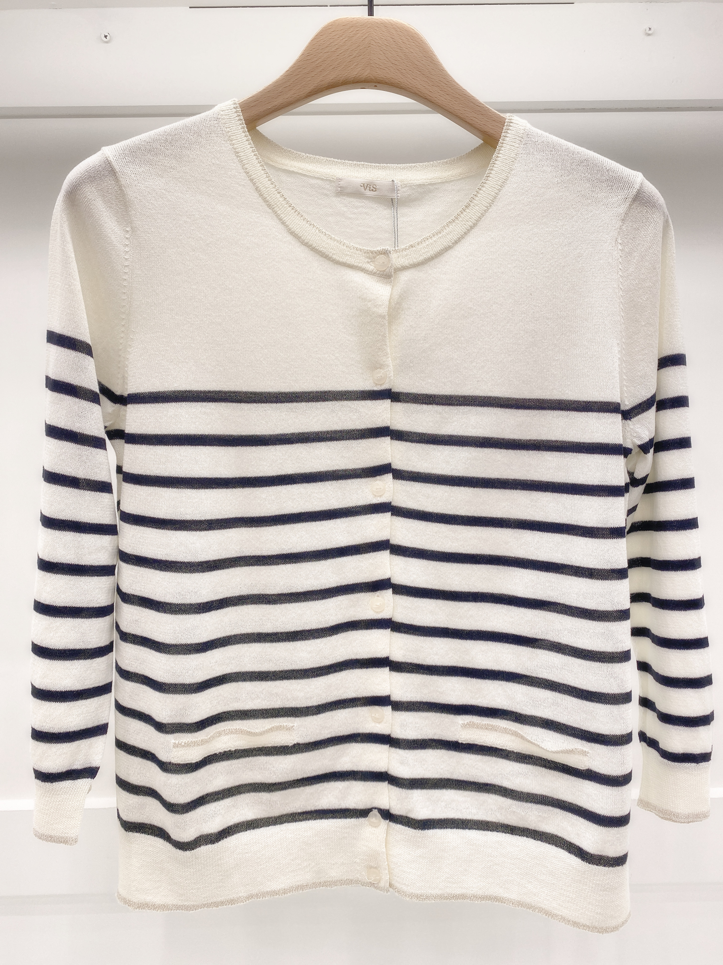 金邊黑橫條針織外套