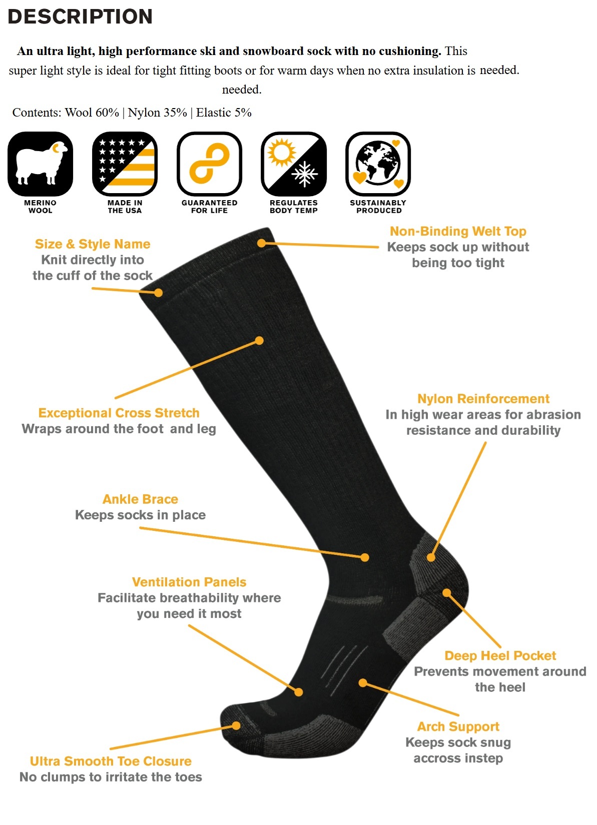 Point 6. Blizzard Ultra Light OTC Ski Socks #1405 #Caribbean Blue