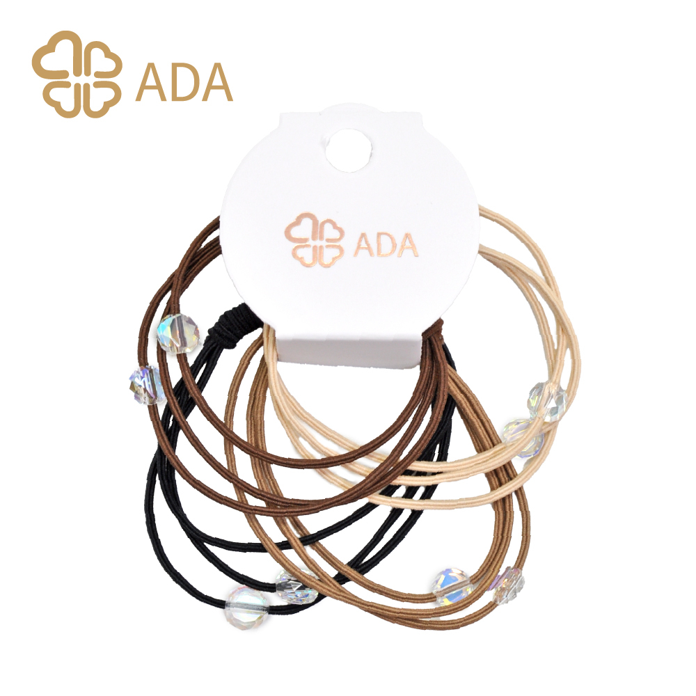 ADA 仿水晶高彈力髮束黑咖 4入