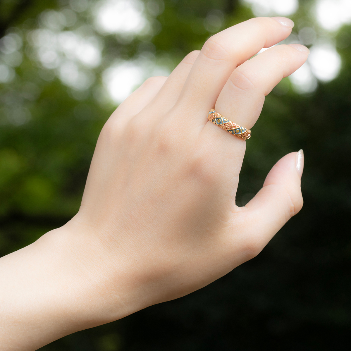 櫻花扭索紋圖案耳環/戒指