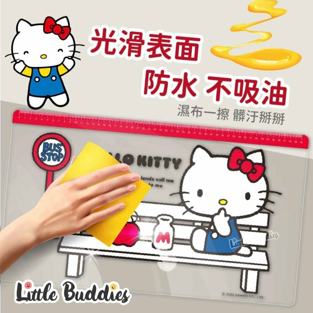 台版 Sanrio Hello Kitty 軟Q透明桌墊 紅色公車站