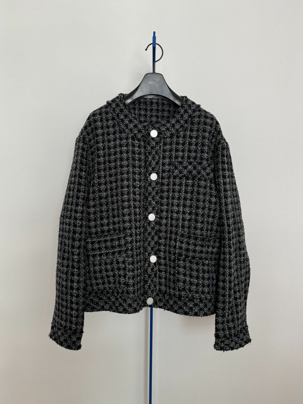 圓領格紋開胸外套 MALENKII-130JK