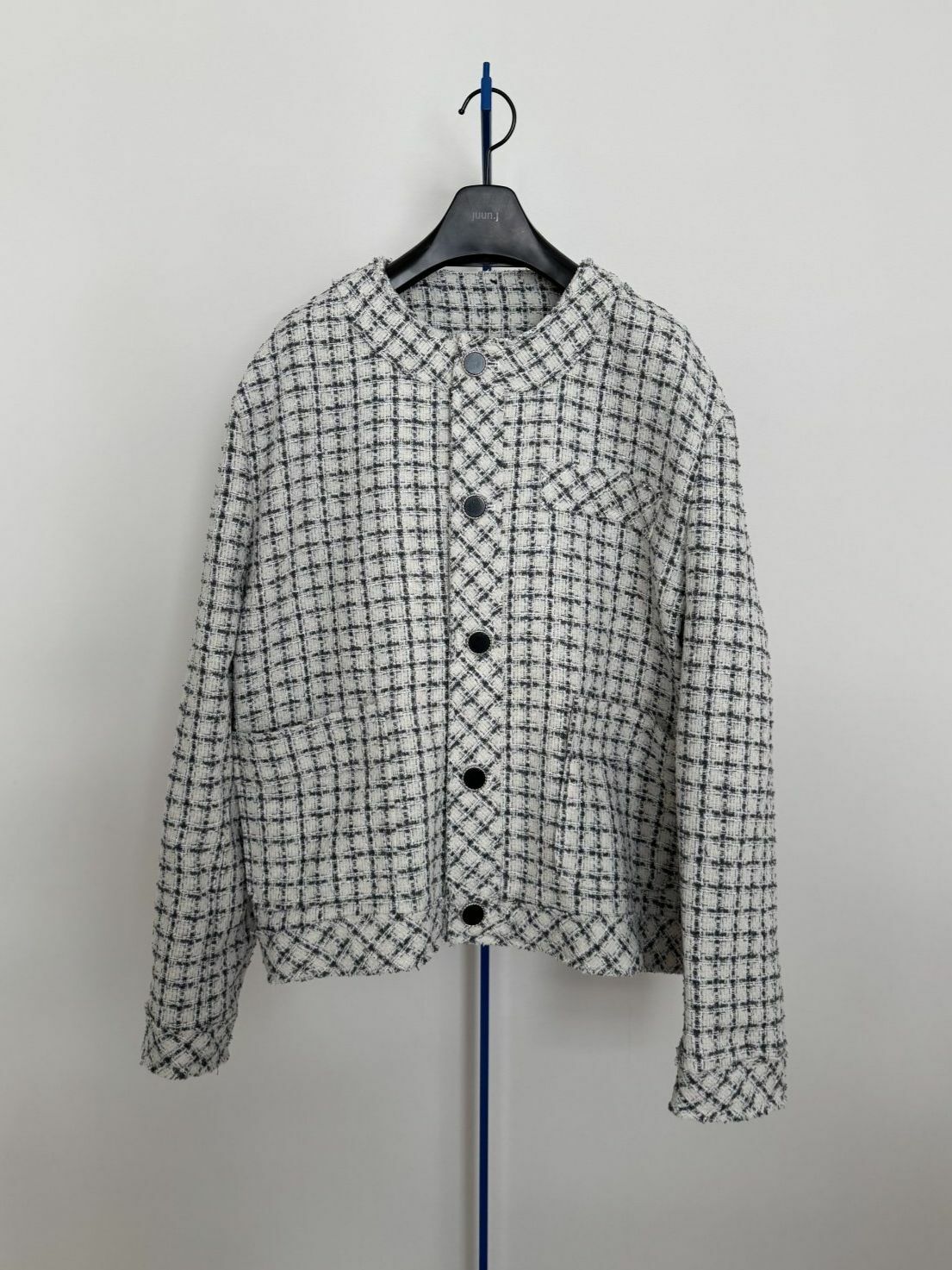 圓領格紋開胸外套 MALENKII-130JK