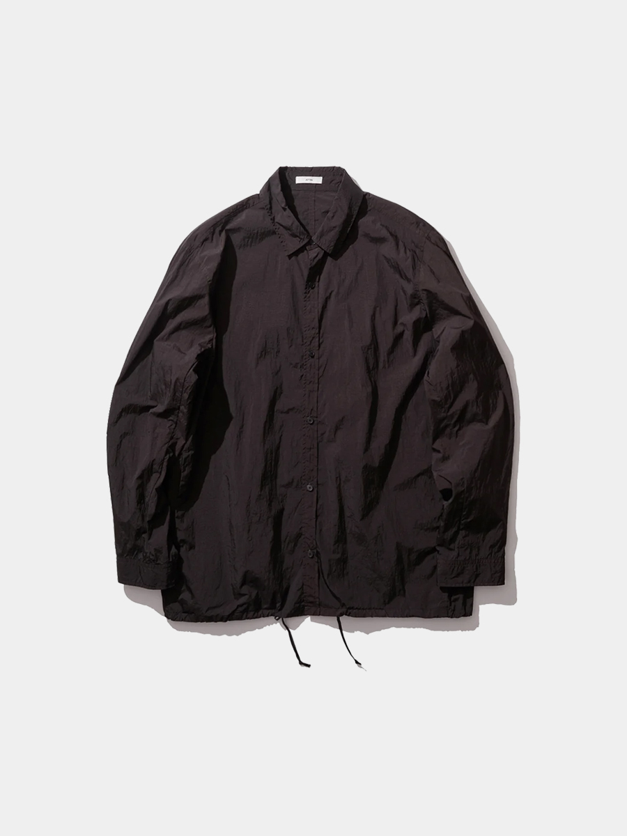 ATON Hand Dyed Nylon Shirt Jacket Brown