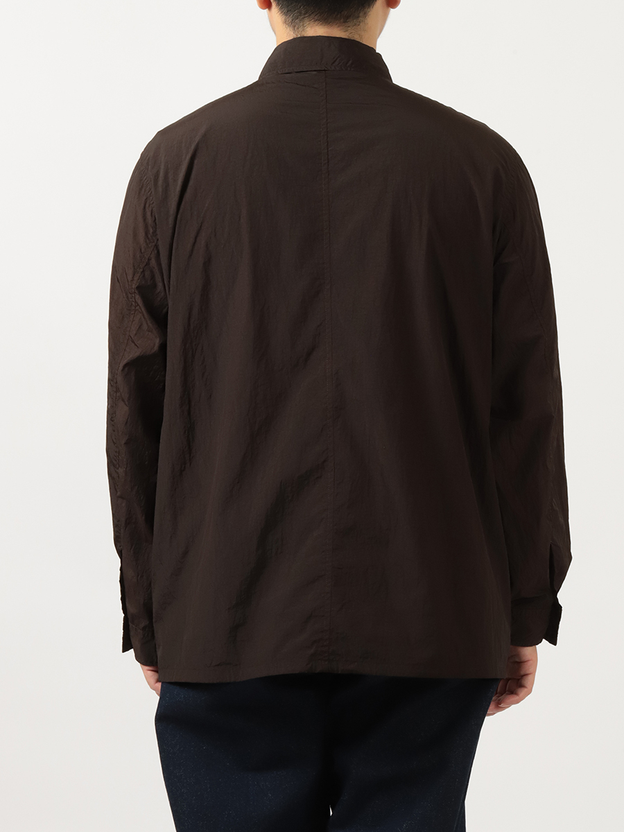 ATON Hand Dyed Nylon Shirt Jacket Brown