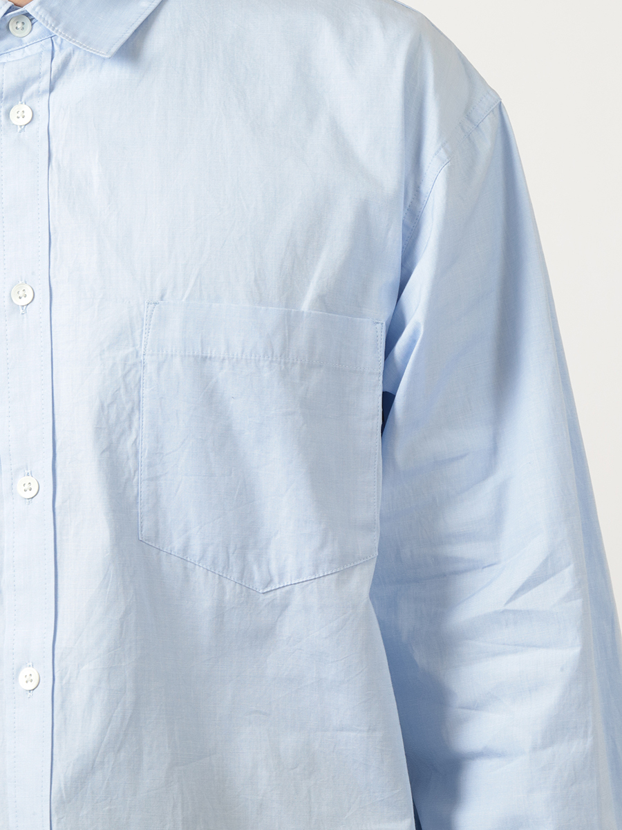 ATON Giza Broad Washed Shirt Sax